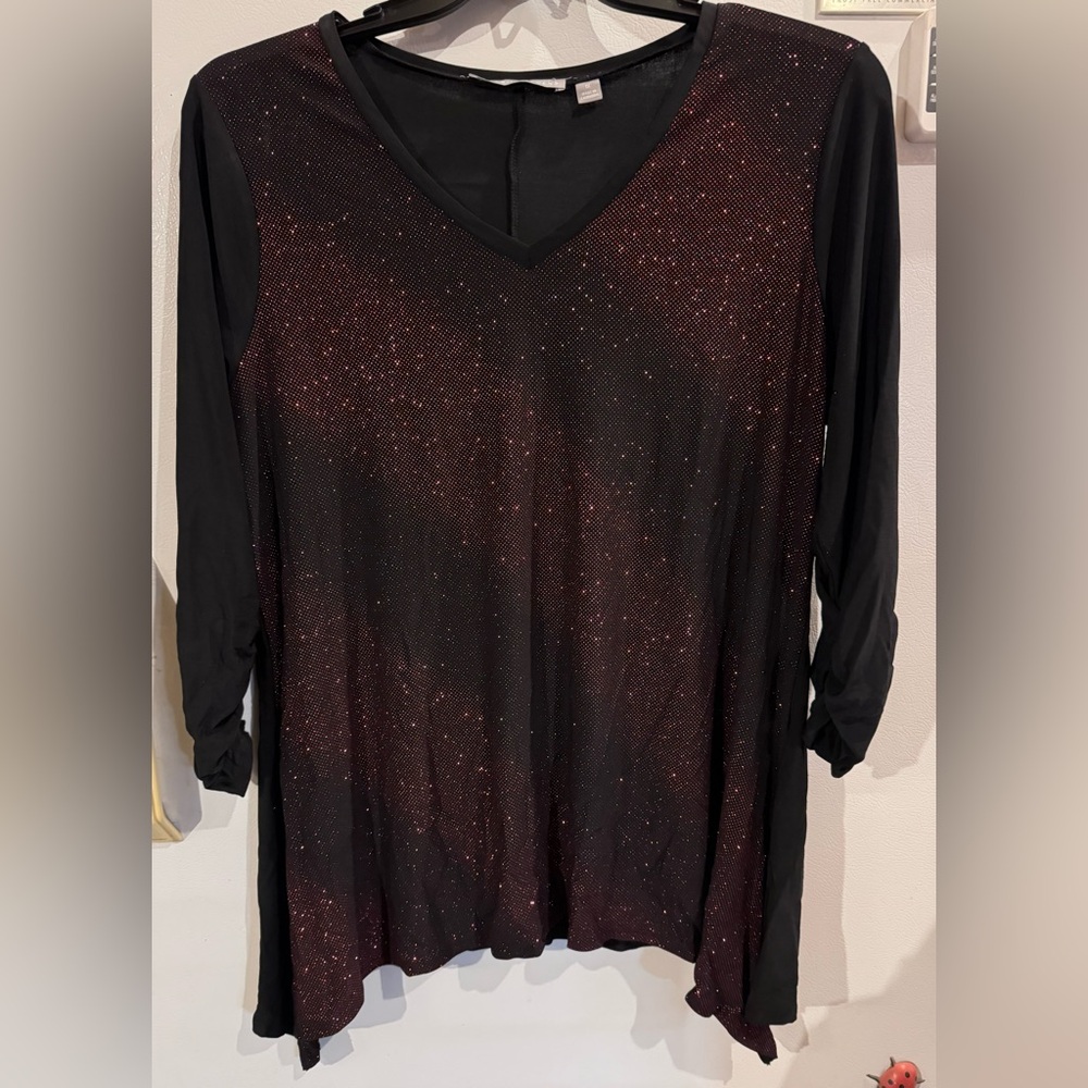 Holiday top, plus size, Valerie Stevens